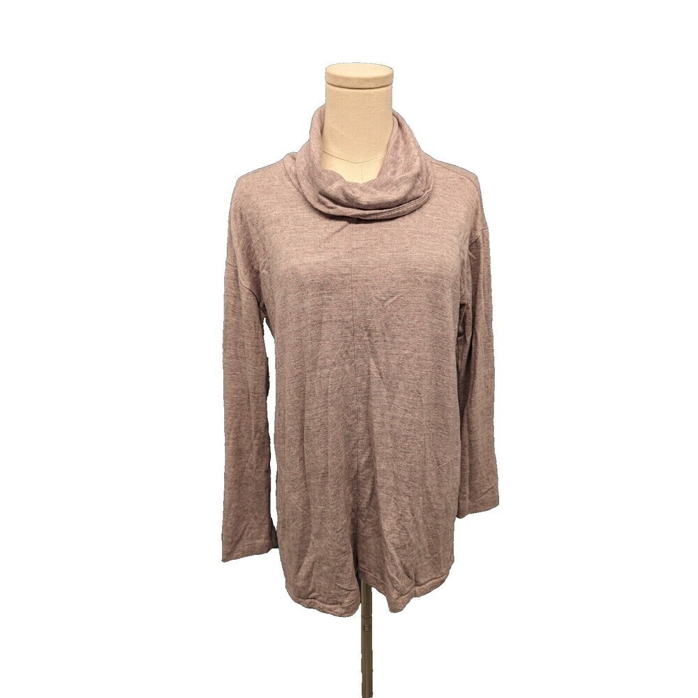 Pure Jill Cowlneck Heathered Seam Long Sleeve Pullover Sweater Small